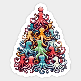 Christmas Octopus Tree, Sticker